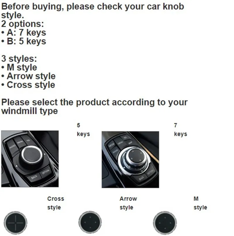 iDrive Car Multimedia Buttons Cover M Emblem Stickers for BMW X1 X3 X5 X6 F30 E90 E92 F10 F18 F11 F07 GT Z4 F15 F16 F25 E60 E6103