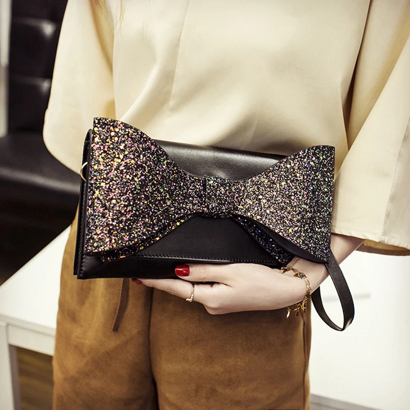 

Evening Party Clutch Bags Luxury Handbags Designer New Fashion Ladies Shoulder Bags Big Bling Bow Crossbody Bags For Women 2019