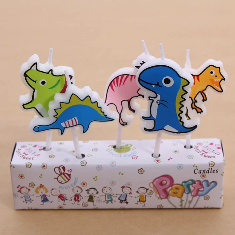 

5 pcs/set Cute cake candles dinosaur cake decorations candles for baby shower kids birthday party supplies