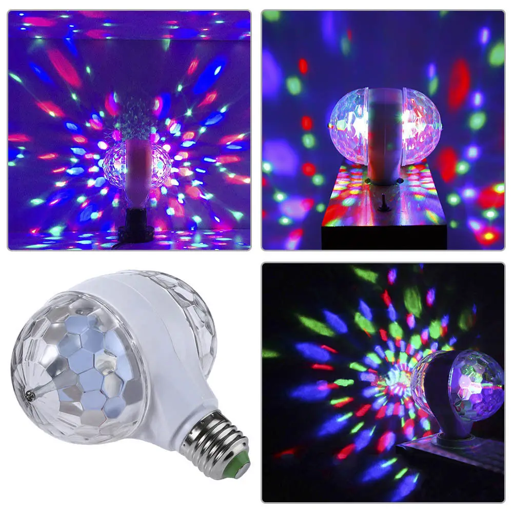 RGB E27 дискотека свет этапа светодиодный свет хрустальный шар лампы 2 головой вращающихся вечерние Xmas лампы BRIGHTINWD