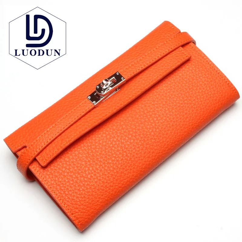 

LUODUN women Zipper wallet 2018 new first layer leather long ladies leather wallet large-capacity wallet Female clutch bag purse