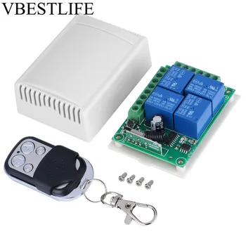 

DC 12V Wireless Remote Switch 4-CH 433MHZ Garage Doors Control Switch Receiver Board with Remote Controller