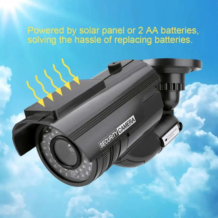 

2000S Solar Power Dummy Fake Camera Bullet Shape LED Simulation Security Monitor Camera Black