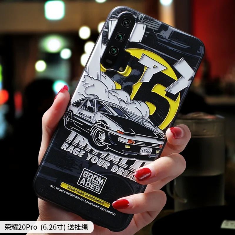 

Honor20 Initial D ,Moon Astronaut ,Smoking warning embossed Relief case For Huawei HONOR 20 PRO HONOR 20 V20 case cover
