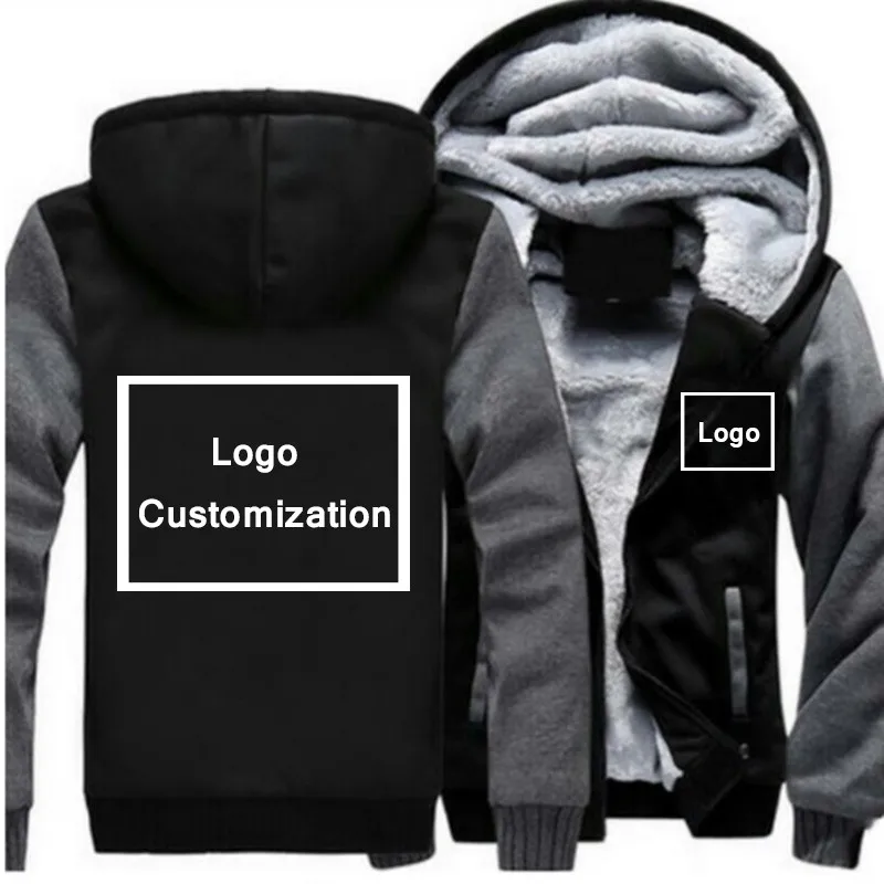 

10 Color Custom Design Logo Fashion Thicken Hoodies For Man Sweatshirts Winter Streetwear Cardigan Jacket Unisex Print Mens Coat