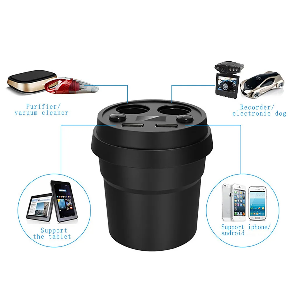

Multi-function car cigarette lighter charger 4 ports suit electronic device with LED light adapter all the car model
