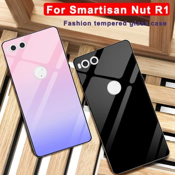 Перейти на Алиэкспресс и купить 6,17 дюймдля Smartisan Nut R1 R 1 чехол сплошной цвет Закаленное стекло чехол для телефона для Smartisan NutR1 чехол DE106 градиентный стеклянный корпус