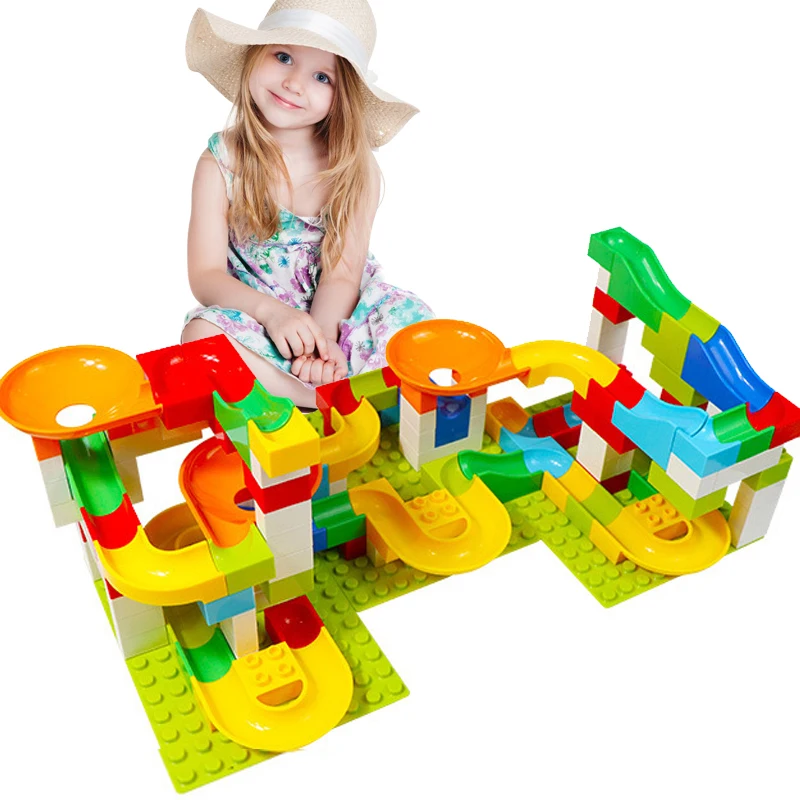

QWZ 52-296pcs DIY Construction Marble Race Run Maze Balls Track Kids Children Gaming Building Blocks Toys