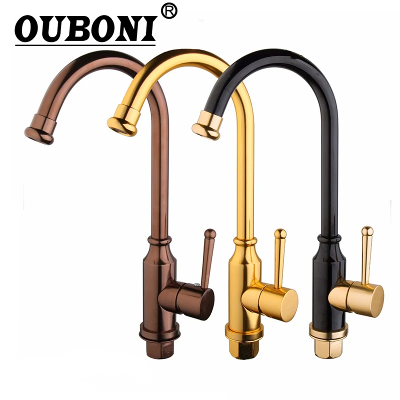 Us 46 23 33 Off Ouboni 3 Choices Hand Painting Kitchen Sink Mixer Rose Gold Polished Space Aluminium Metal Black Tap Bathroom Faucets In Kitchen