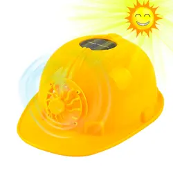 Желтый на солнечных батареях вентилятор охлаждения защитный шлем работы жесткий шляпа кепки головы защиты