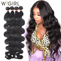 Wigirl Hair Virgin Body Wave Hair Bundles 1 ชิ้นยาว 30 "ถึง 36" 100% Human Hair สานสำหรับผู้หญิงสีดำ