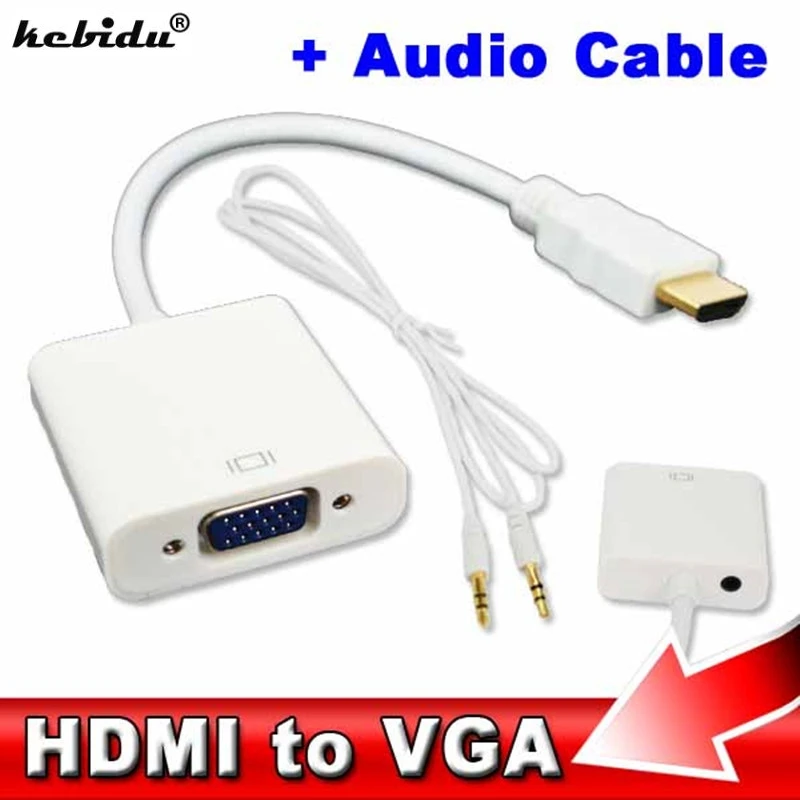 Новый адаптер HDMI-совместимый с VGA преобразователь аудиокабелем для Xbox 360 PS3