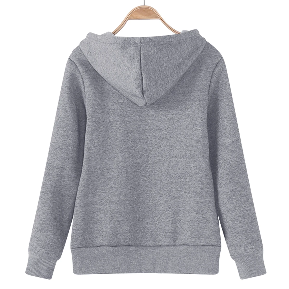  Autumn Hoodies Sweatshirt Women Casual Loose Long Sleeve Solid Color Hooded Sweatshirt Big Size Zip