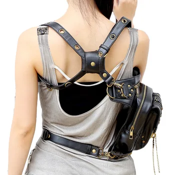 

Lady Pockets Wholesale Retro Messenger Bag Punk Women Shoulder Bag Men Women's High Quality PU Leather Travel Leg Bag