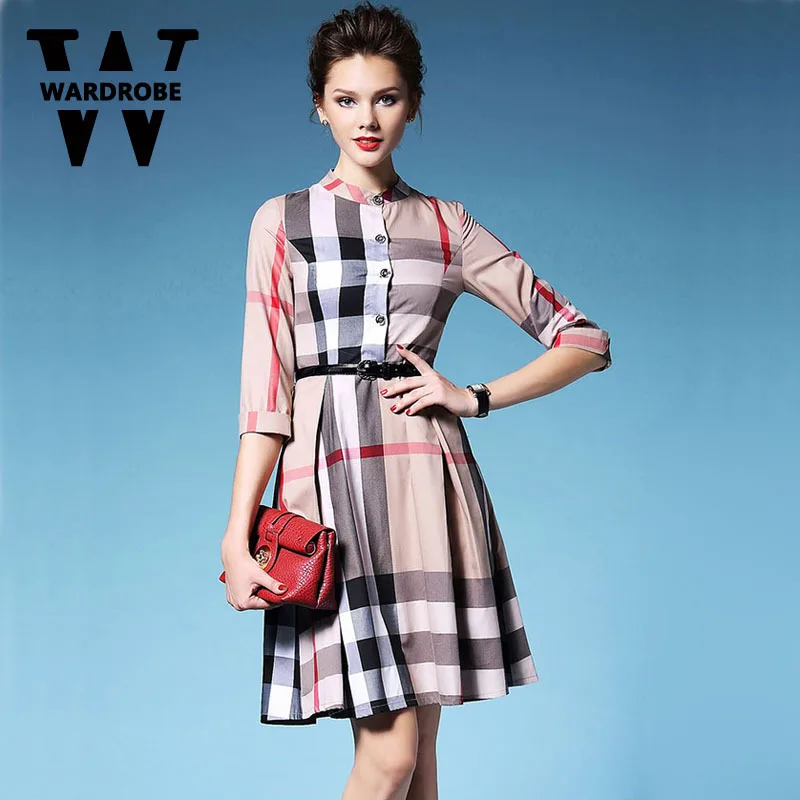 Wardrobe Brand Autumn New Arrival Classy Office Lady Check Pleated