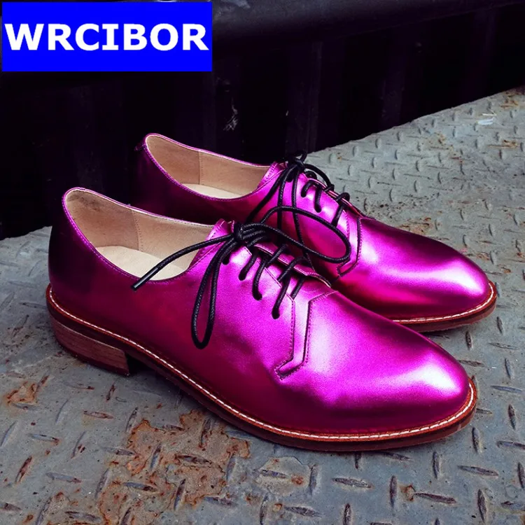 font b Women b font Genuine leather Vintage Flat Oxford Shoes font b Woman b