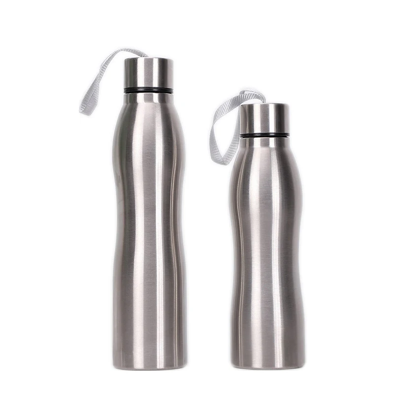 

750/1000ml Single Wall Stainless Steel Water Bottle BPA Free Large Capacity Outdoor Portable Rope Sport Drink Bottles
