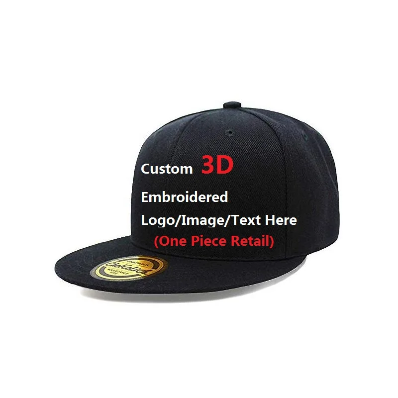 

Custom Your Own Text logo/ picture/ image 3D Thicker Embroidered Snapback Cap Customized Hat No MOQ one Piece Cap Order Retail