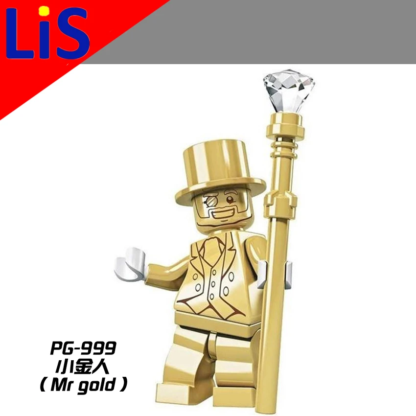 

Lis Single Sale PG999 Mr Gold Limited Edition Chrom Golden Collection Building Blocks Models Best Children Gift Toys