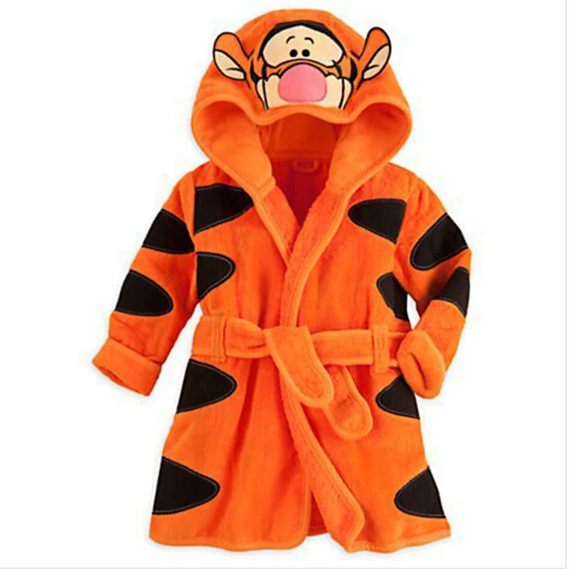 Халат для маленьких мальчиков и девочек; банный халат с Микки и Минни; мягкая бархатная теплая одежда для сна для маленьких детей; одежда с длинными рукавами и капюшоном; 6 стилей - Цвет: orange