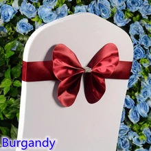 Burgandy цвет ленты из спандекса на стулья свадебное кресло створки Мини Стиль бабочка галстук-бабочка лайкра стрейч Группа отель вечерние шоу