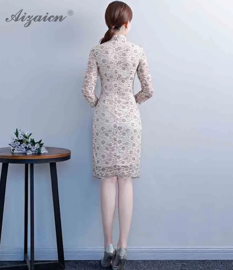 Модные кружево современный платье Чонсам для женщин красный Qipao Vestidos Chinose Женская Роба в восточном стиле традиционные платье в китайском стиле Oriental Ци Пао