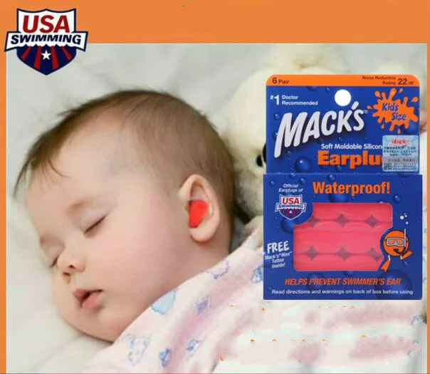6 Pairs Macks Kids Ear Plugs Soft Silicone Waterproof