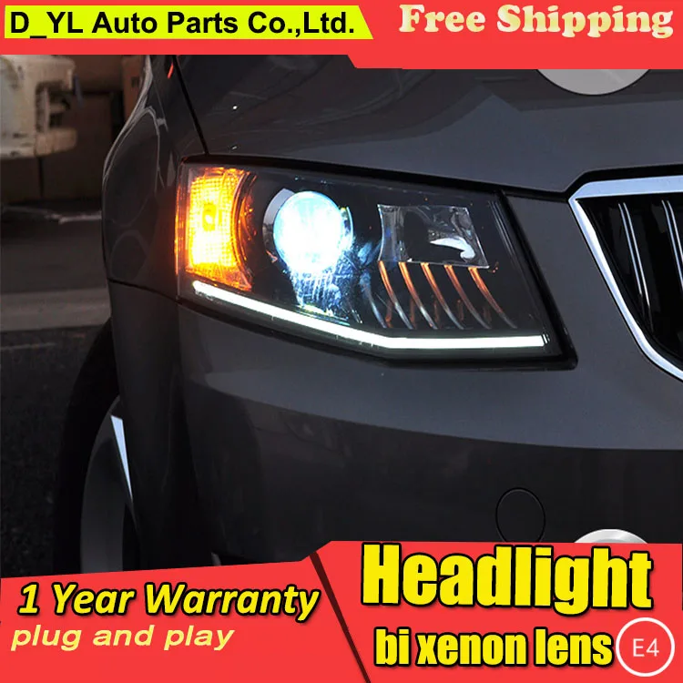 

D_YL Car Styling for Skoda Octavia Headlights 2015 Octavia LED Headlight DRL Lens Double Beam H7 HID Xenon bi xenon lens