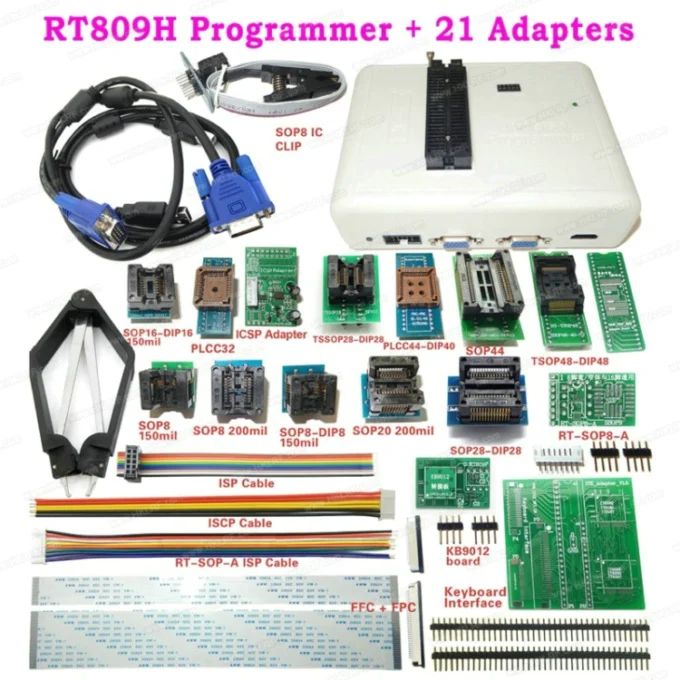 RT809H памяти на носителе EMMC-программирование NAND Flash+ 45 элементов с BGA63 BGA64 TSOP56 SOP44 адаптер RT809H программист+ кабель EDID - Цвет: RT809H 21 Items