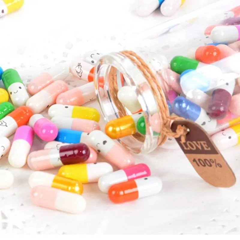 Капсулы для сообщений 50 шт. в бутылке с надписью Love Pill полностью прозрачная