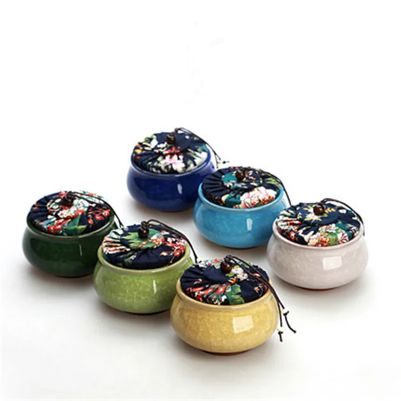 

Mini Sundries Storage Bottles Tea Jars with Cover Ceramic Round Storage Box Jar for Candy Dried Fruit Tea Cans Sealed Boxes