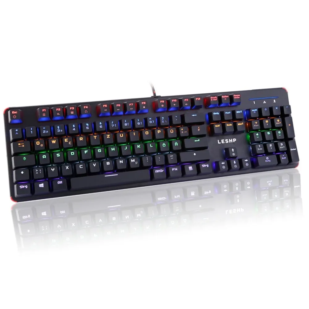 

USB Wired 105 Keys Illuminated Professional Game Gaming Office Mechanical Keyboard with LED Adjustable Backlight