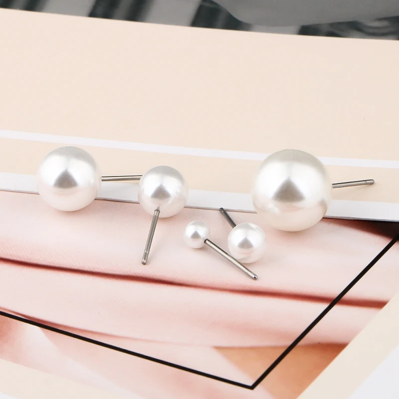 CHUKUI Wholesale Kolczyki Kids Imitation Pearl Earrings Girls Stainless Steel Stud Earrings Hypoallergenic Jewelry (8)