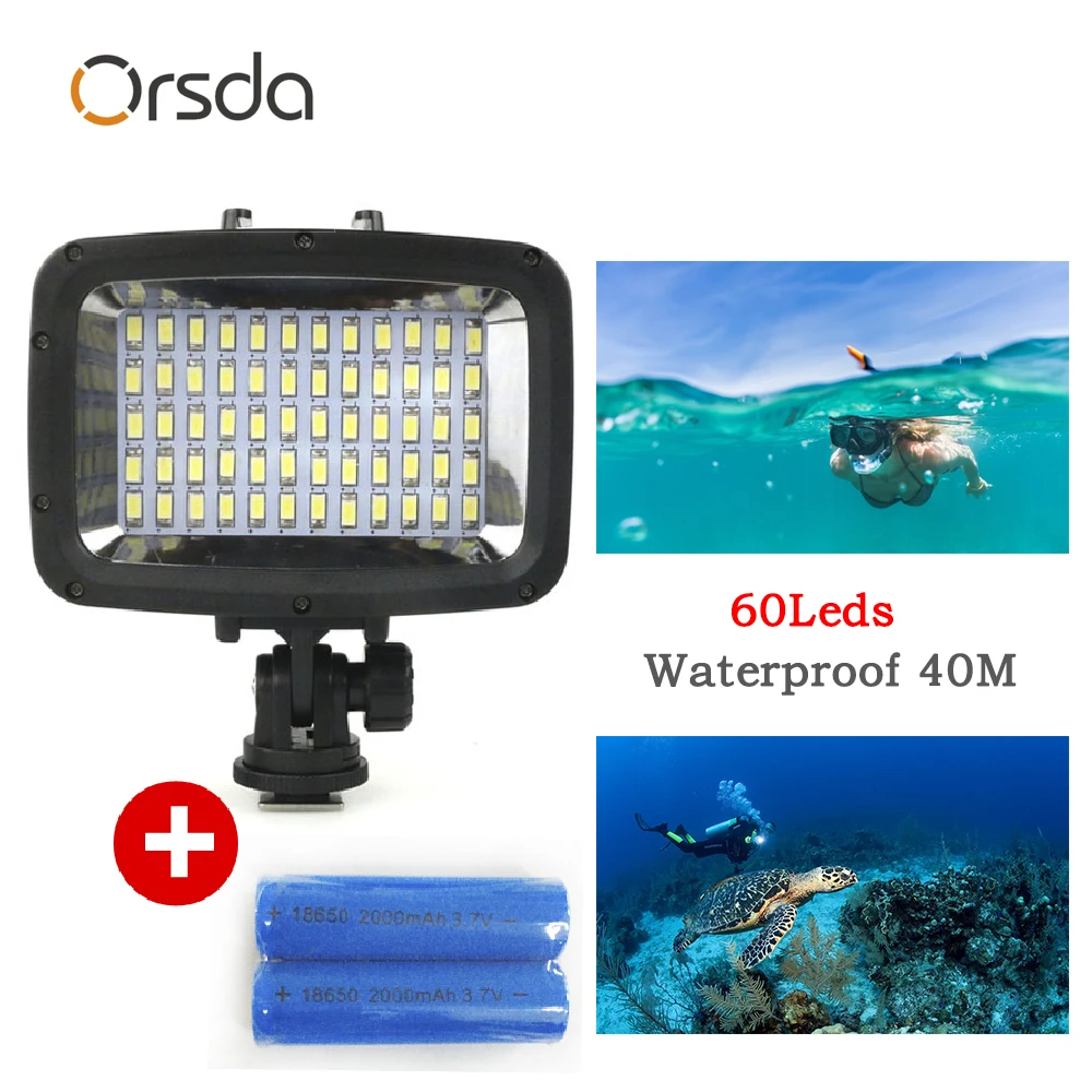 

waterproof Led Spot Flood Combo Work Light Bar Diving Light Lamp 40m 60-LEDS for GOPRO RD31/RD32/RD32II/RD33 xiaomi sj3000