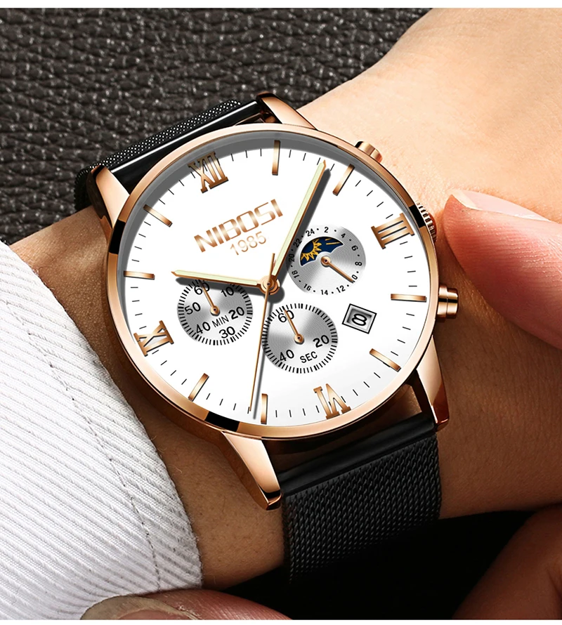 Uhren Herren NIBOSI Gold And Black Men's Quartz Watch Business Watch Brand Luxury Dress Analog Wristwatch Waterproof Full Steel (23)