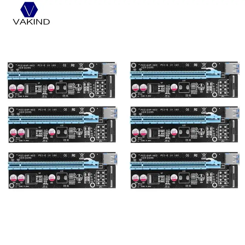  NEUE 6 teile/los USB3.0 PCI Express 1X Zu 16X PCI-E Extender Riser Card Adapter Mit Blau SATA 15Pin