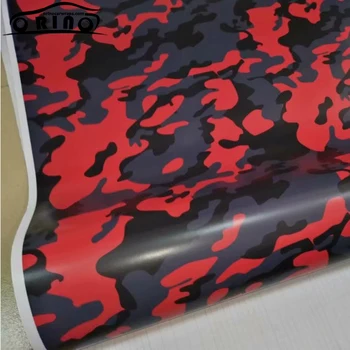 

10/20/30/40/50X152CM Red Black Camo Vinyl Wrap Roll For Truck Jeep SUV Car Motorbike Graphics Camouflage Vinyl Film Air Bubble