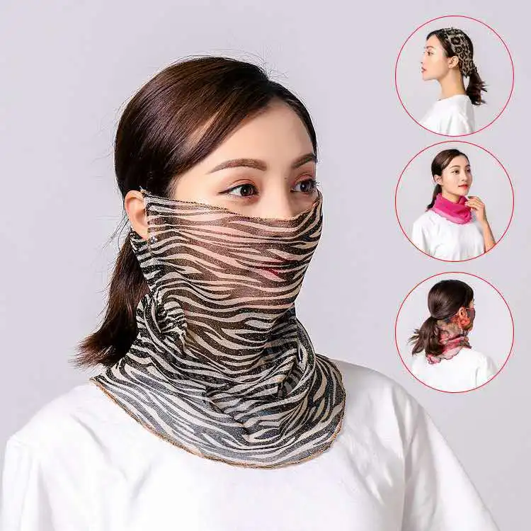 

Summer Multi-function Variety of Scarf Small Scarf Neck Protection Head Hood Ear Mask Sunscreen Gold Collar