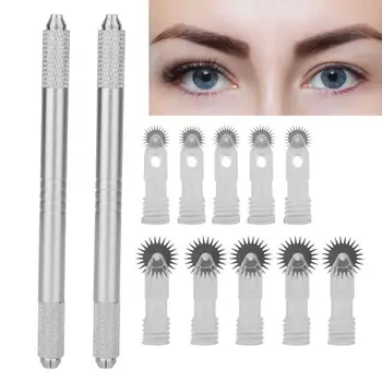 

Tattoo Set Dual-end Tattoo Pen + 5pcs Roller Eyebrow Microblading Piercing Needles Makeup Tool Tattoo Body Mak up Tool