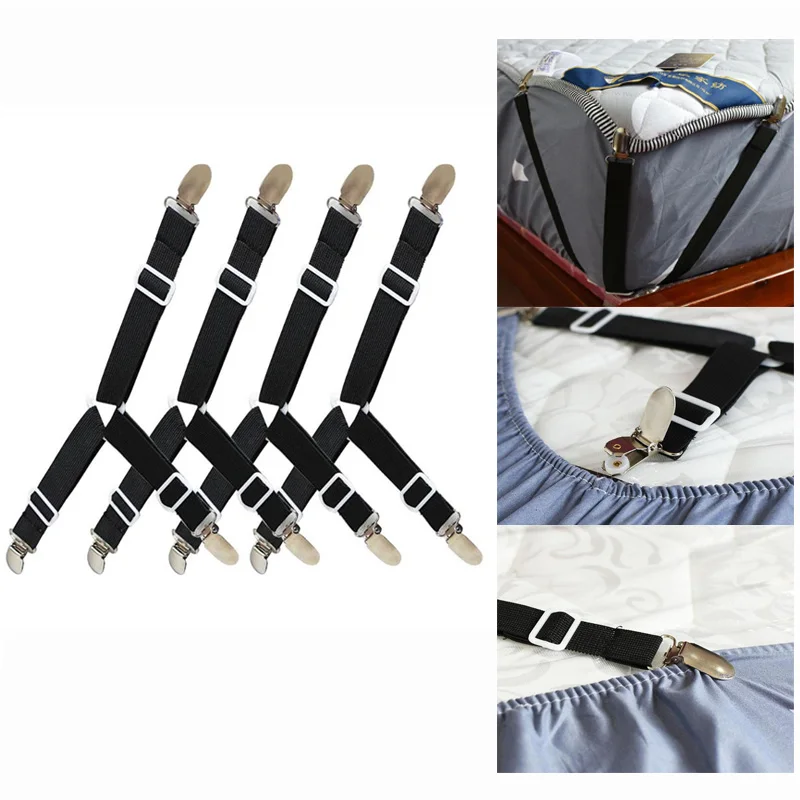 

4Pcs Elastic Bed Sheet Grippers Clip Mattress Cover Blankets Holder Fasteners Slip-Resistant Belt Clips Home Textiles Gadgets