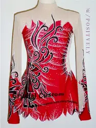 Красное платье для соревнования в фигурном катании с разноцветными цветами, новое Брендовое детское платье для катания на коньках DR3143