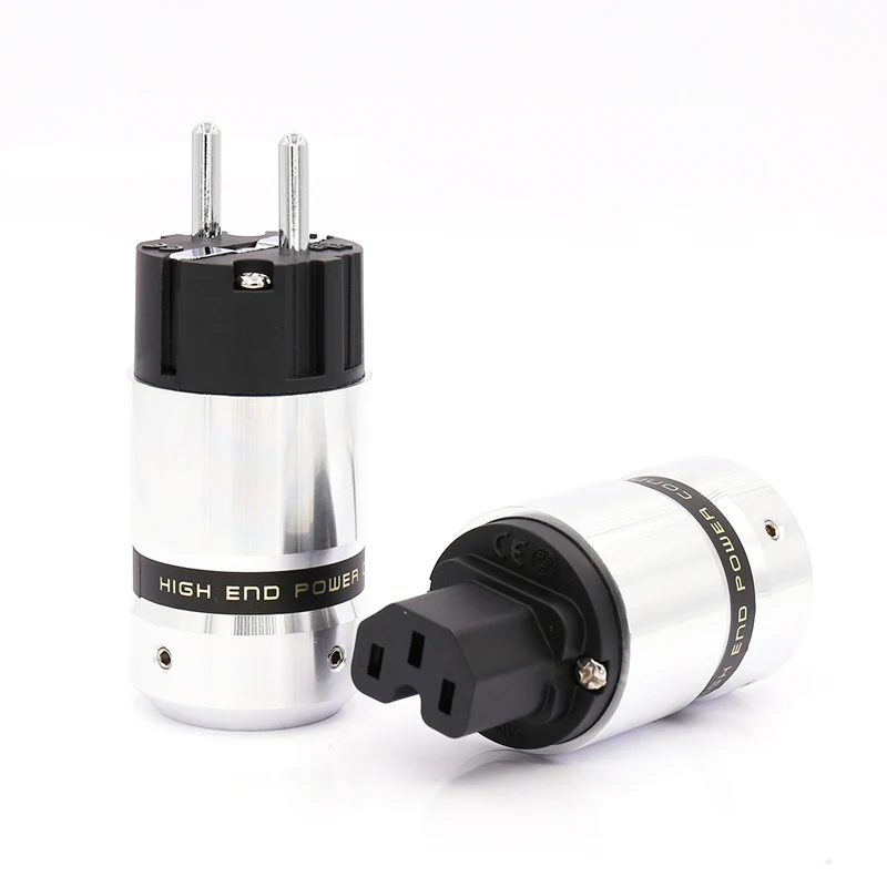 

One pair Rhodium Plated Schuko Power plug IEC Connector for DIY Mains power cable