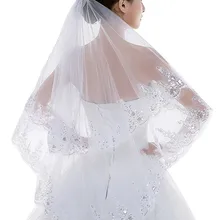 Alexzendra белая слоновая кость, 2 яруса, аппликация, длина пальца, свадебная вуаль, свадебная вуаль, Veu De Noiva, свадебные аксессуары