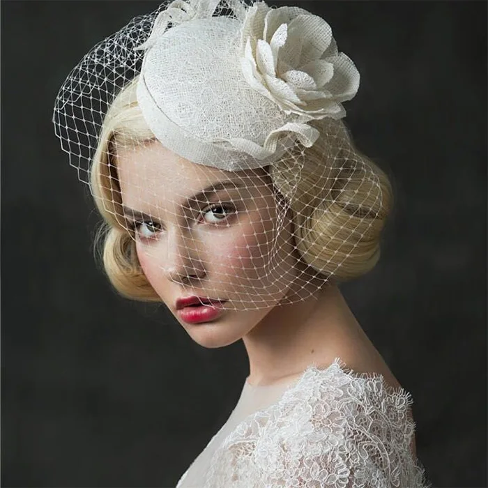 Hot Sale 2017 Bridal Hat Ivory Birdcage Net Wedding Face Veils 2017