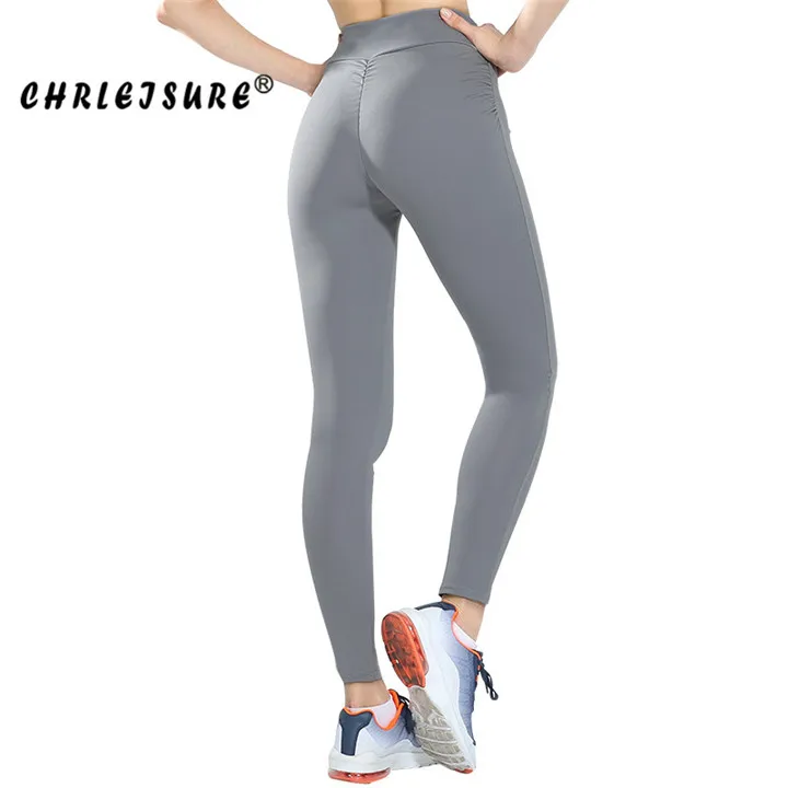 CHRLEISURE сексуальные женские леггинсы с высокой талией однотонные европейские и американские стильные мягкие дышащие брюки хип-Леггинсы для женщин - Цвет: light gray