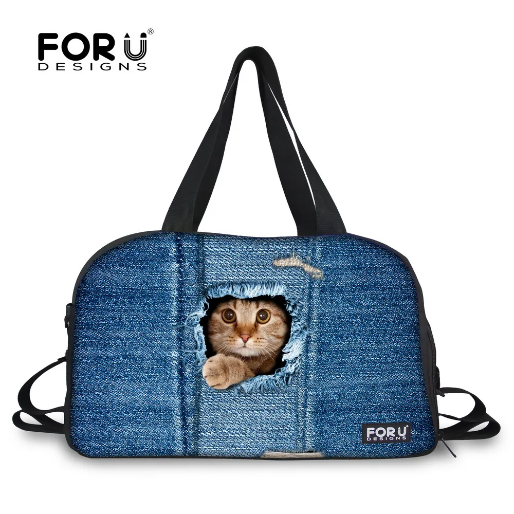 Forudesigns Women Luggage Travel Bag Cute Cat Dog Print Female C3304t