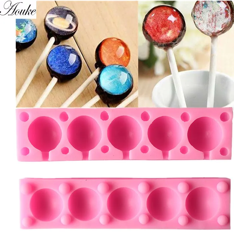 

3PCS 5Even Lollipop Shape Silicone molds Handmade Soap Mold, Fondant Cake Decoration Sugar Craft Tools baking tools C151