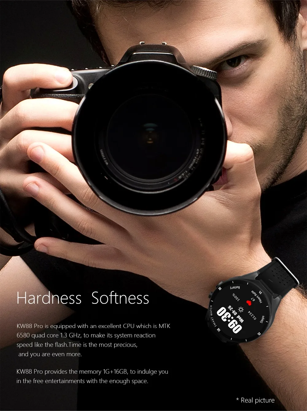 2 Montre intelligente 3G Android 7.0 Smartwatch Bluetooth pour homme