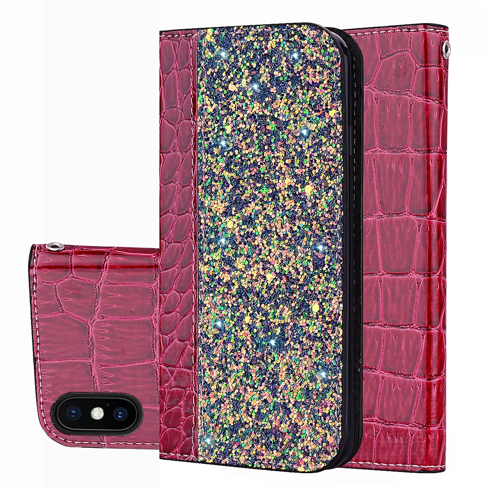 

Crocodile Pattern Wallet Phone Case For iPhone 5 5S SE 6 6S 7 8 Plus X Book Style Cases For iPhone Xs Max Xr Cover B51