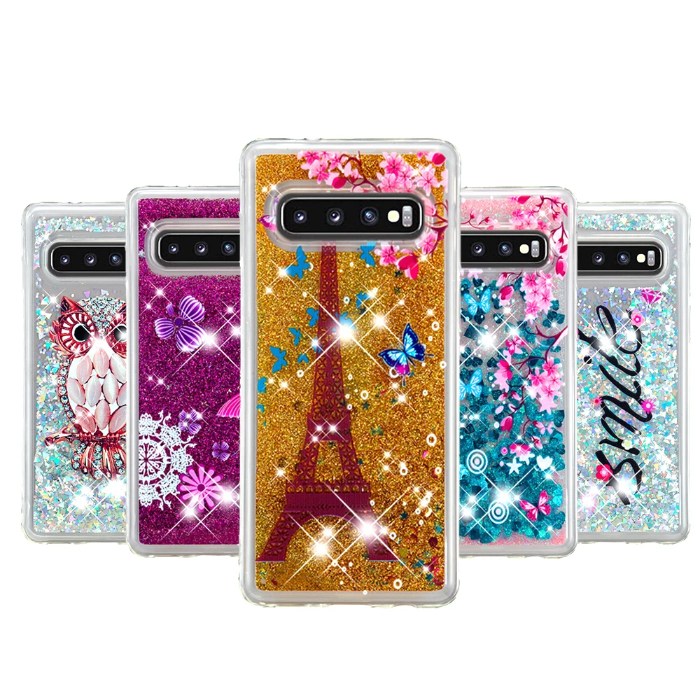 

Cute Soft TPU Case For Samsung Galaxy S10 / S10+ Plus S10e Lite Liquid Glitter Dynamic Phone Silicone Cover Bling Case